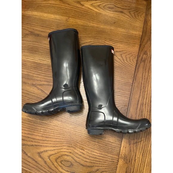 Hunter Original Tall Gloss Black Rubber Rain Boots Women US 7 UK 5 EU 38 - Picture 8 of 15
